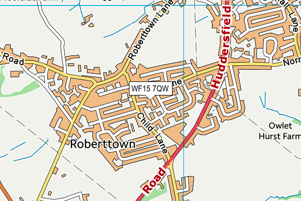 WF15 7QW map - OS VectorMap District (Ordnance Survey) WF15 7QW map - OS VectorMap District (Ordnance Survey)