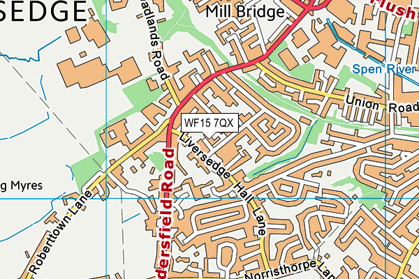 WF15 7QX map - OS VectorMap District (Ordnance Survey)