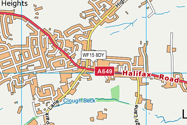 WF15 8DY map - OS VectorMap District (Ordnance Survey)