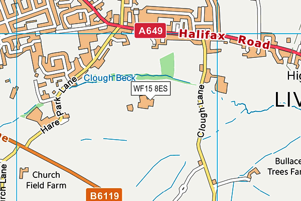 WF15 8ES map - OS VectorMap District (Ordnance Survey) WF15 8ES map - OS VectorMap District (Ordnance Survey)
