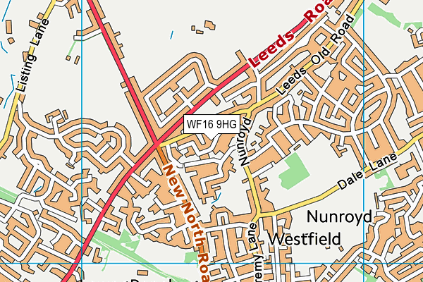 WF16 9HG map - OS VectorMap District (Ordnance Survey)