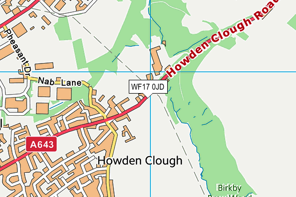 WF17 0JD map - OS VectorMap District (Ordnance Survey)