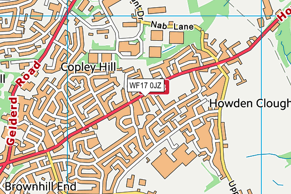 WF17 0JZ map - OS VectorMap District (Ordnance Survey) WF17 0JZ map - OS VectorMap District (Ordnance Survey)
