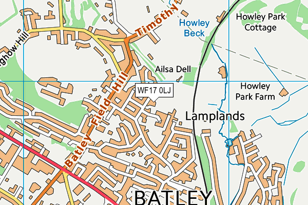 WF17 0LJ map - OS VectorMap District (Ordnance Survey) WF17 0LJ map - OS VectorMap District (Ordnance Survey)