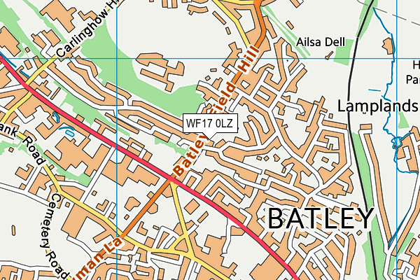 WF17 0LZ map - OS VectorMap District (Ordnance Survey) WF17 0LZ map - OS VectorMap District (Ordnance Survey)