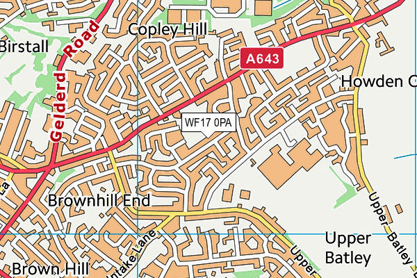 WF17 0PA map - OS VectorMap District (Ordnance Survey)