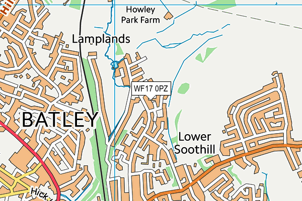 WF17 0PZ map - OS VectorMap District (Ordnance Survey)