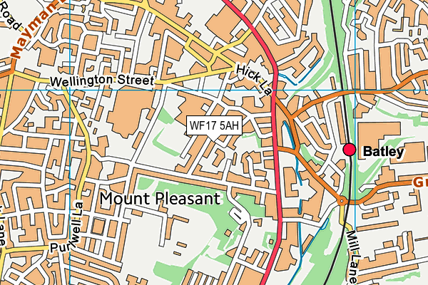 WF17 5AH map - OS VectorMap District (Ordnance Survey) WF17 5AH map - OS VectorMap District (Ordnance Survey)