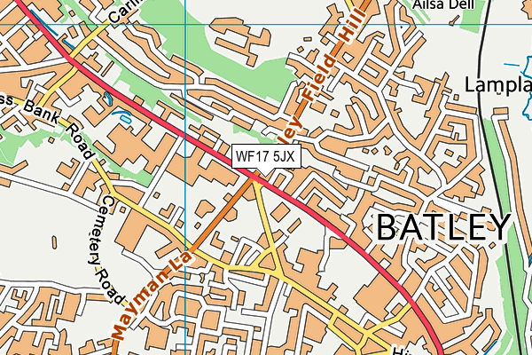 WF17 5JX map - OS VectorMap District (Ordnance Survey) WF17 5JX map - OS VectorMap District (Ordnance Survey)