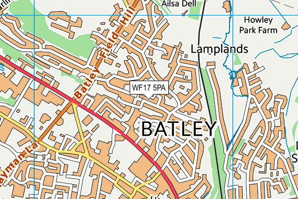 WF17 5PA map - OS VectorMap District (Ordnance Survey) WF17 5PA map - OS VectorMap District (Ordnance Survey)