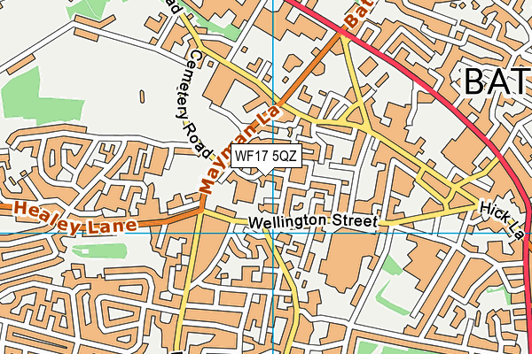 WF17 5QZ map - OS VectorMap District (Ordnance Survey) WF17 5QZ map - OS VectorMap District (Ordnance Survey)