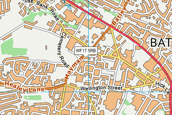 WF17 5RB map - OS VectorMap District (Ordnance Survey) WF17 5RB map - OS VectorMap District (Ordnance Survey)