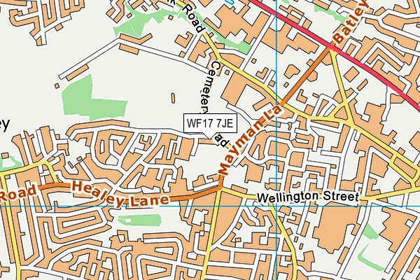 WF17 7JE map - OS VectorMap District (Ordnance Survey) WF17 7JE map - OS VectorMap District (Ordnance Survey)