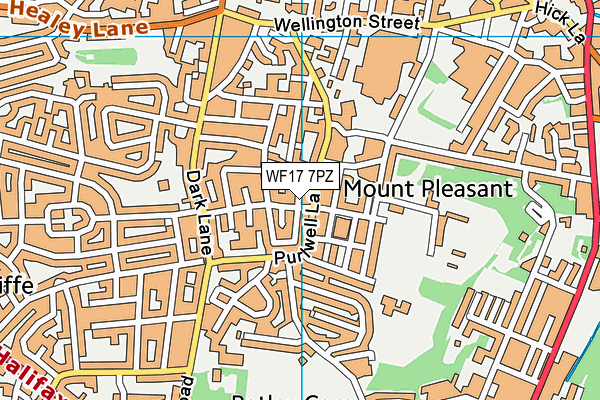 WF17 7PZ map - OS VectorMap District (Ordnance Survey) WF17 7PZ map - OS VectorMap District (Ordnance Survey)
