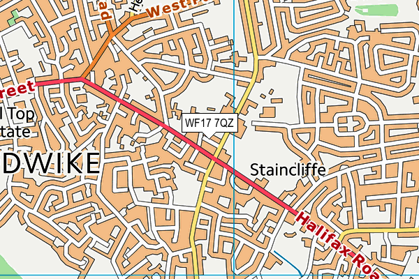 WF17 7QZ map - OS VectorMap District (Ordnance Survey)