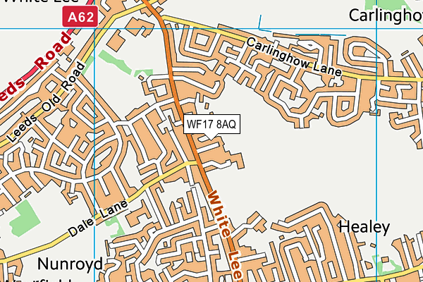 WF17 8AQ map - OS VectorMap District (Ordnance Survey) WF17 8AQ map - OS VectorMap District (Ordnance Survey)