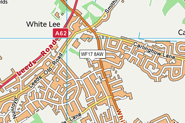 WF17 8AW map - OS VectorMap District (Ordnance Survey)