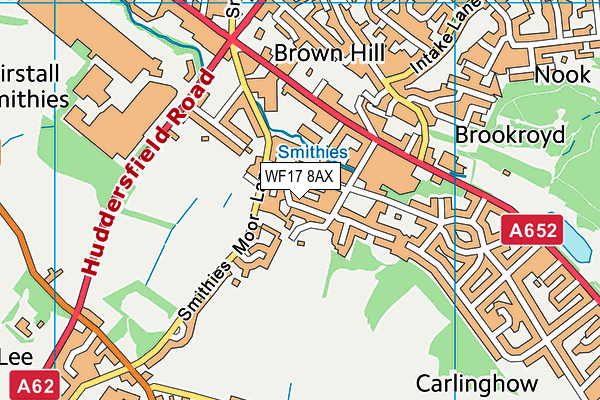 WF17 8AX map - OS VectorMap District (Ordnance Survey) WF17 8AX map - OS VectorMap District (Ordnance Survey)