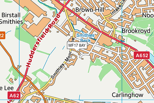 WF17 8AY map - OS VectorMap District (Ordnance Survey) WF17 8AY map - OS VectorMap District (Ordnance Survey)