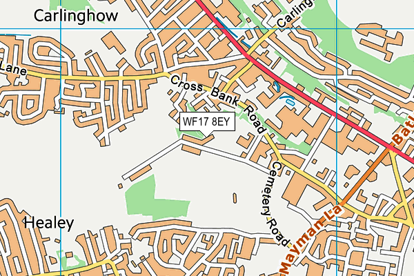 WF17 8EY map - OS VectorMap District (Ordnance Survey) WF17 8EY map - OS VectorMap District (Ordnance Survey)