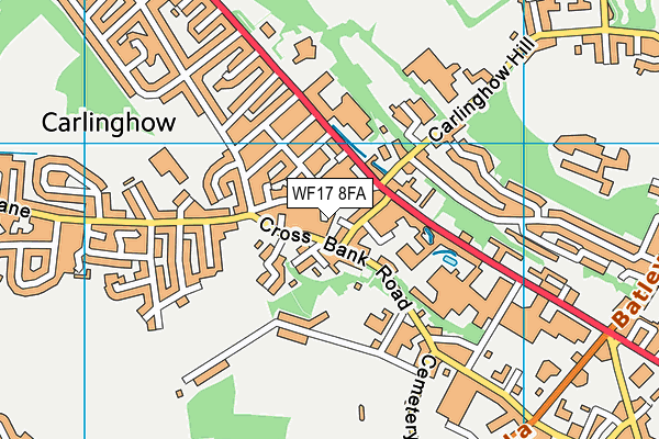 WF17 8FA map - OS VectorMap District (Ordnance Survey)