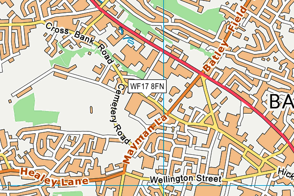WF17 8FN map - OS VectorMap District (Ordnance Survey) WF17 8FN map - OS VectorMap District (Ordnance Survey)