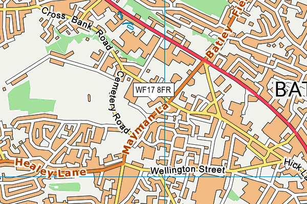 WF17 8FR map - OS VectorMap District (Ordnance Survey) WF17 8FR map - OS VectorMap District (Ordnance Survey)