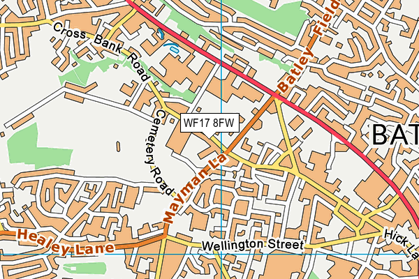 WF17 8FW map - OS VectorMap District (Ordnance Survey) WF17 8FW map - OS VectorMap District (Ordnance Survey)