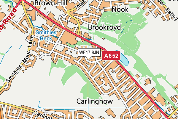 WF17 8JN map - OS VectorMap District (Ordnance Survey) WF17 8JN map - OS VectorMap District (Ordnance Survey)