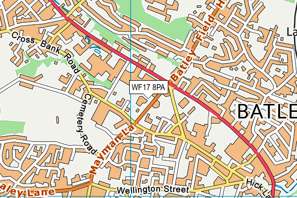 WF17 8PA map - OS VectorMap District (Ordnance Survey) WF17 8PA map - OS VectorMap District (Ordnance Survey)