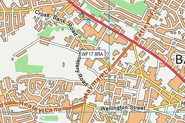 WF17 8RA map - OS VectorMap District (Ordnance Survey) WF17 8RA map - OS VectorMap District (Ordnance Survey)