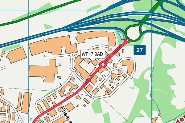 WF17 9AD map - OS VectorMap District (Ordnance Survey) WF17 9AD map - OS VectorMap District (Ordnance Survey)