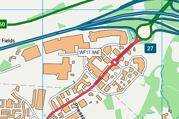 WF17 9AE map - OS VectorMap District (Ordnance Survey) WF17 9AE map - OS VectorMap District (Ordnance Survey)
