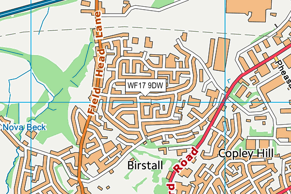 WF17 9DW map - OS VectorMap District (Ordnance Survey) WF17 9DW map - OS VectorMap District (Ordnance Survey)