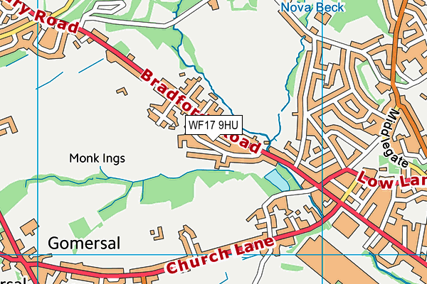 WF17 9HU map - OS VectorMap District (Ordnance Survey) WF17 9HU map - OS VectorMap District (Ordnance Survey)