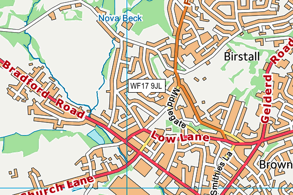 WF17 9JL map - OS VectorMap District (Ordnance Survey) WF17 9JL map - OS VectorMap District (Ordnance Survey)