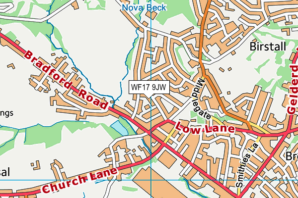 WF17 9JW map - OS VectorMap District (Ordnance Survey)