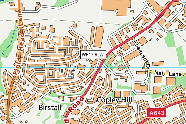 WF17 9LW map - OS VectorMap District (Ordnance Survey)