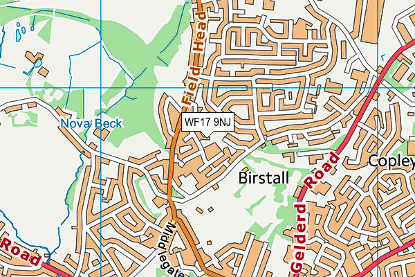 WF17 9NJ map - OS VectorMap District (Ordnance Survey) WF17 9NJ map - OS VectorMap District (Ordnance Survey)