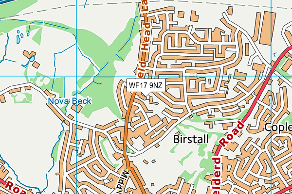 WF17 9NZ map - OS VectorMap District (Ordnance Survey)