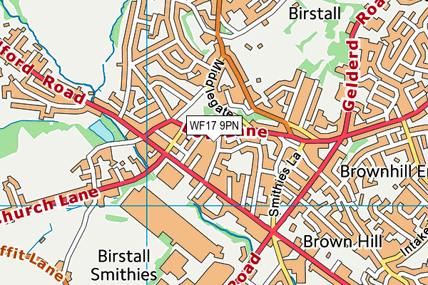 WF17 9PN map - OS VectorMap District (Ordnance Survey) WF17 9PN map - OS VectorMap District (Ordnance Survey)