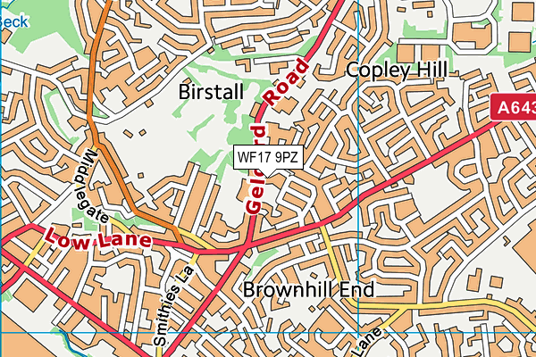 WF17 9PZ map - OS VectorMap District (Ordnance Survey) WF17 9PZ map - OS VectorMap District (Ordnance Survey)