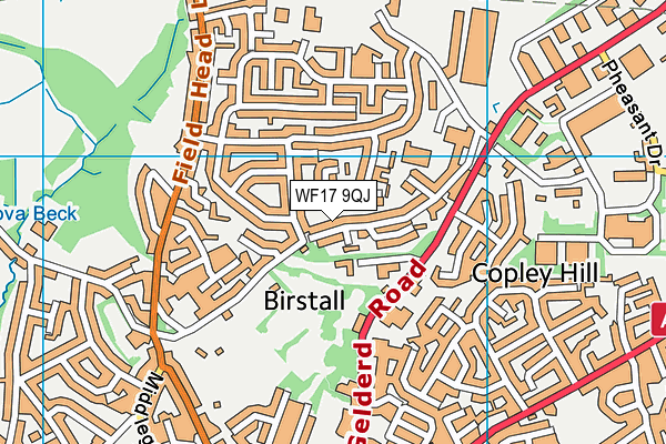 WF17 9QJ map - OS VectorMap District (Ordnance Survey)
