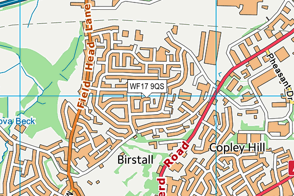 WF17 9QS map - OS VectorMap District (Ordnance Survey)