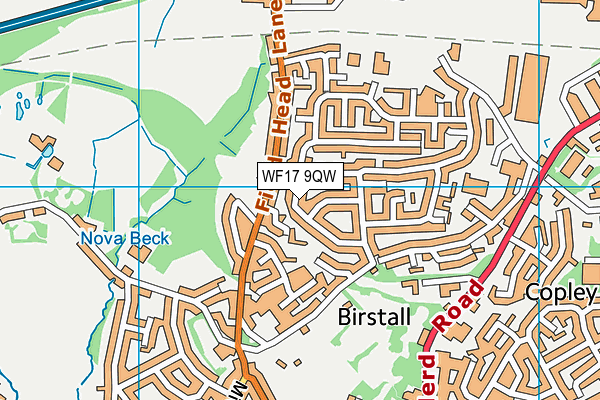 WF17 9QW map - OS VectorMap District (Ordnance Survey)