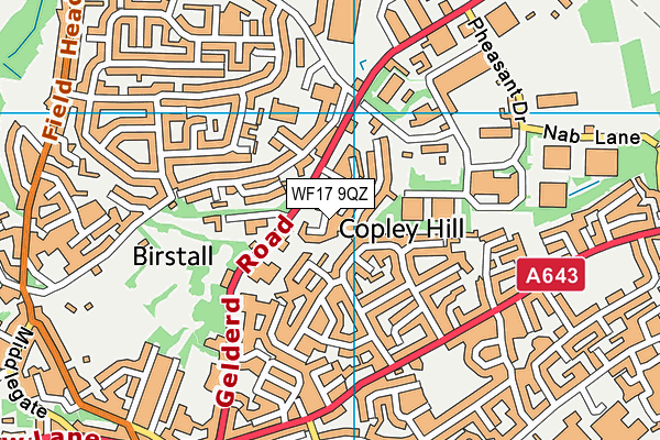 WF17 9QZ map - OS VectorMap District (Ordnance Survey)