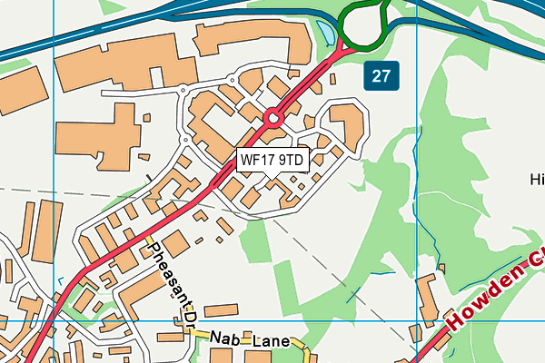 WF17 9TD map - OS VectorMap District (Ordnance Survey)