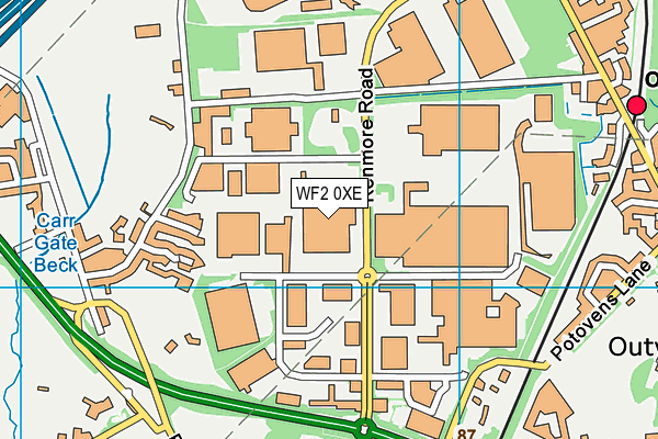 WF2 0XE map - OS VectorMap District (Ordnance Survey) WF2 0XE map - OS VectorMap District (Ordnance Survey)