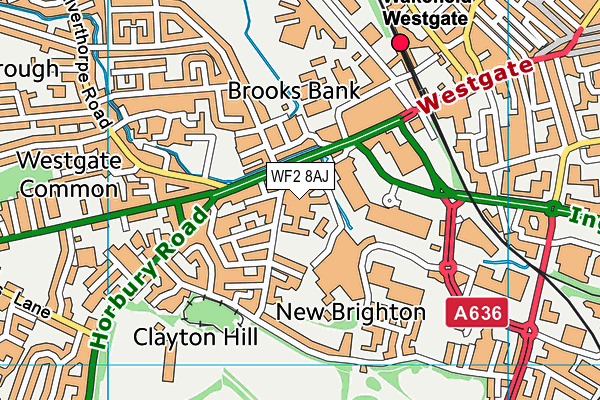 WF2 8AJ map - OS VectorMap District (Ordnance Survey) WF2 8AJ map - OS VectorMap District (Ordnance Survey)