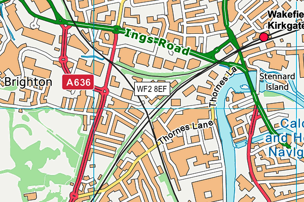 WF2 8EF map - OS VectorMap District (Ordnance Survey) WF2 8EF map - OS VectorMap District (Ordnance Survey)